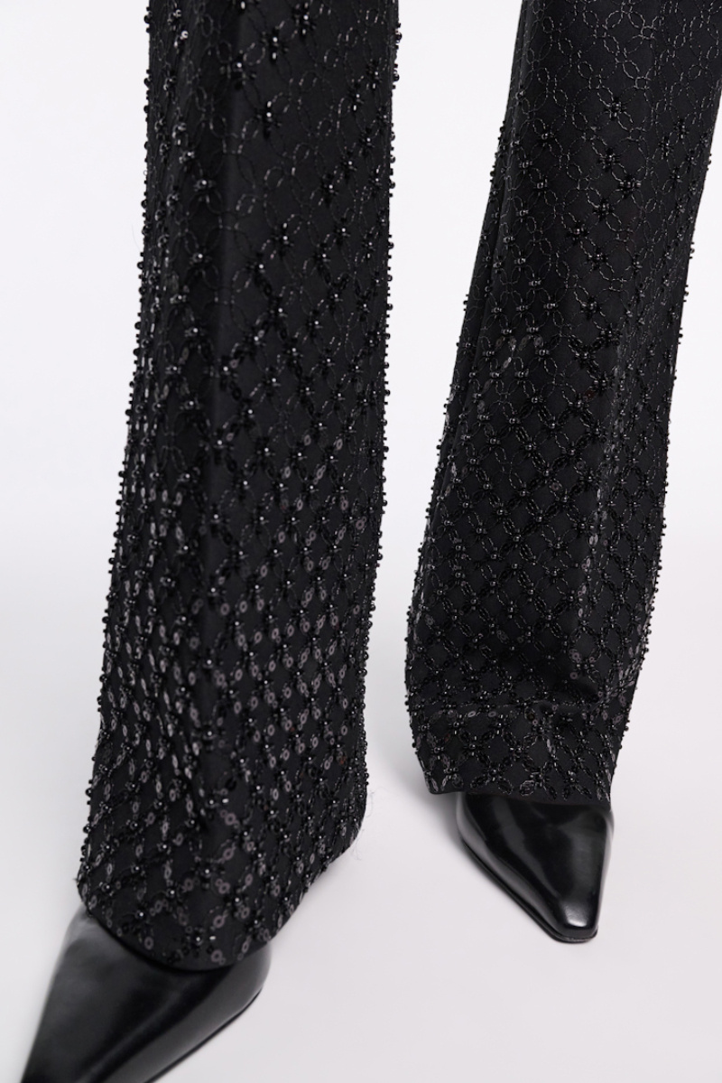 Dorothee Schumacher Degrade Sequin Embellished Flares In Punto Milano In Black