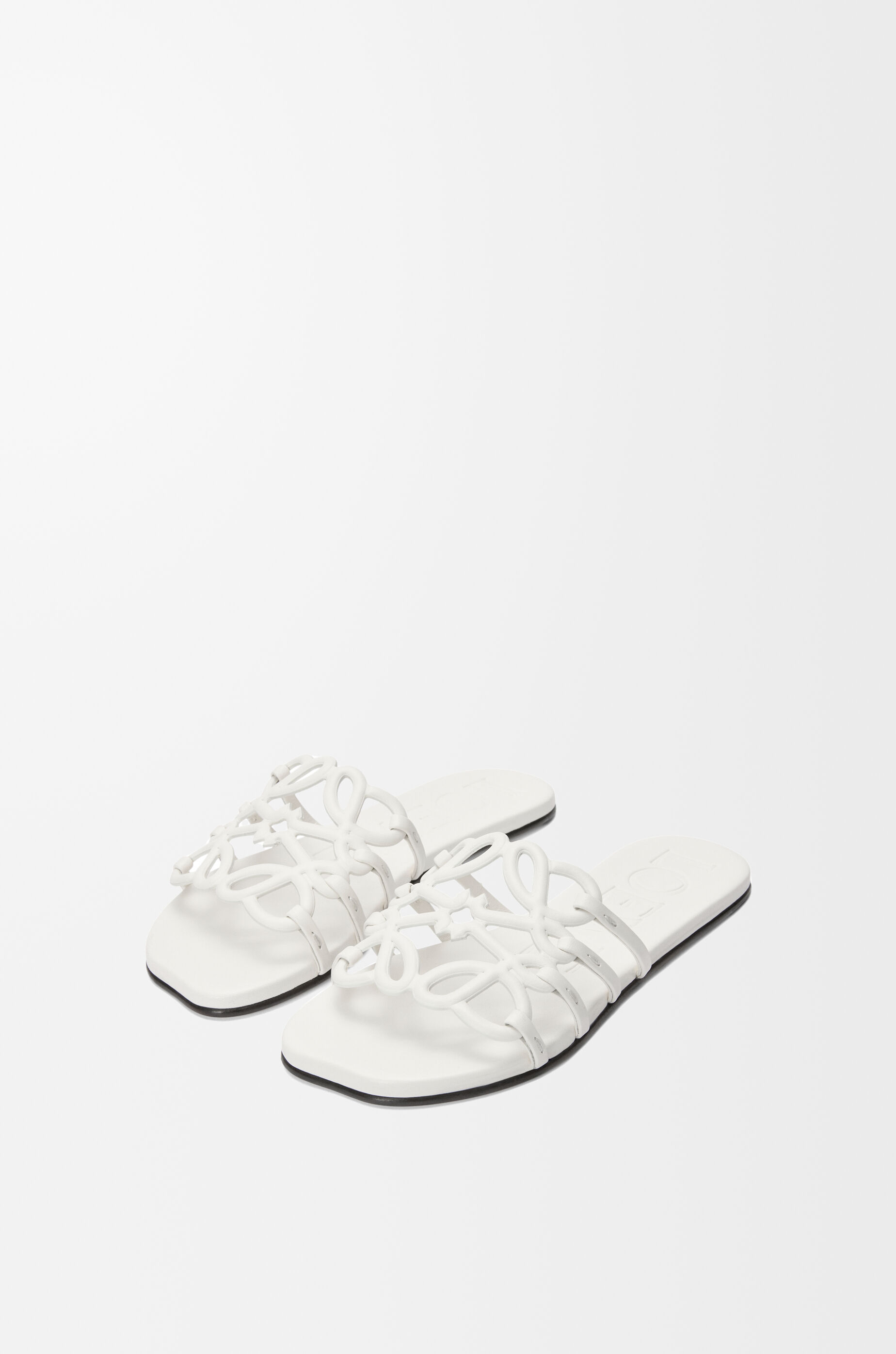 Loewe Petal Anagram Slide In Soft Calfskin In White