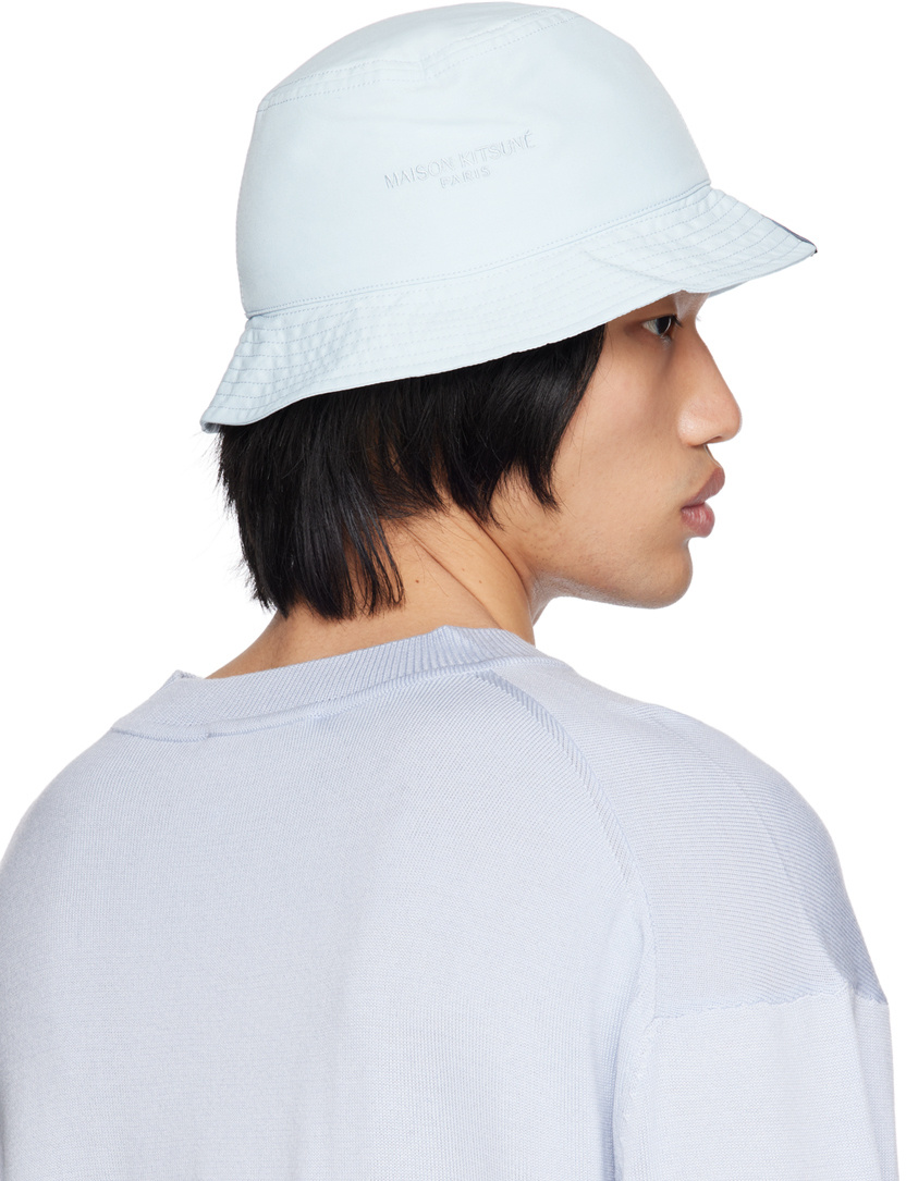 Maison Kitsuné Blue Technical Bucket Hat In White