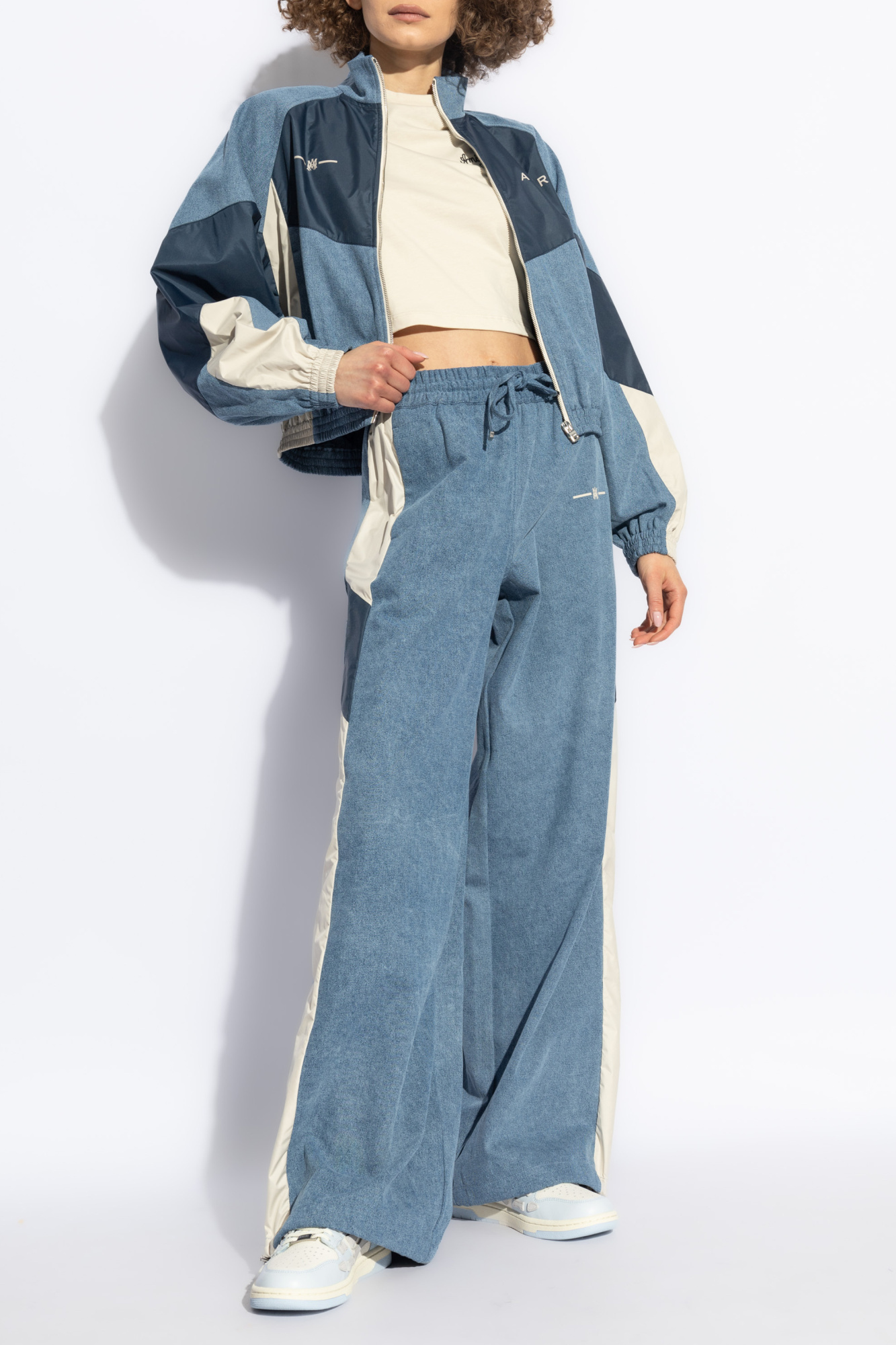 Amiri Side-stripe Chambray Pull-on Track Pants In Blue