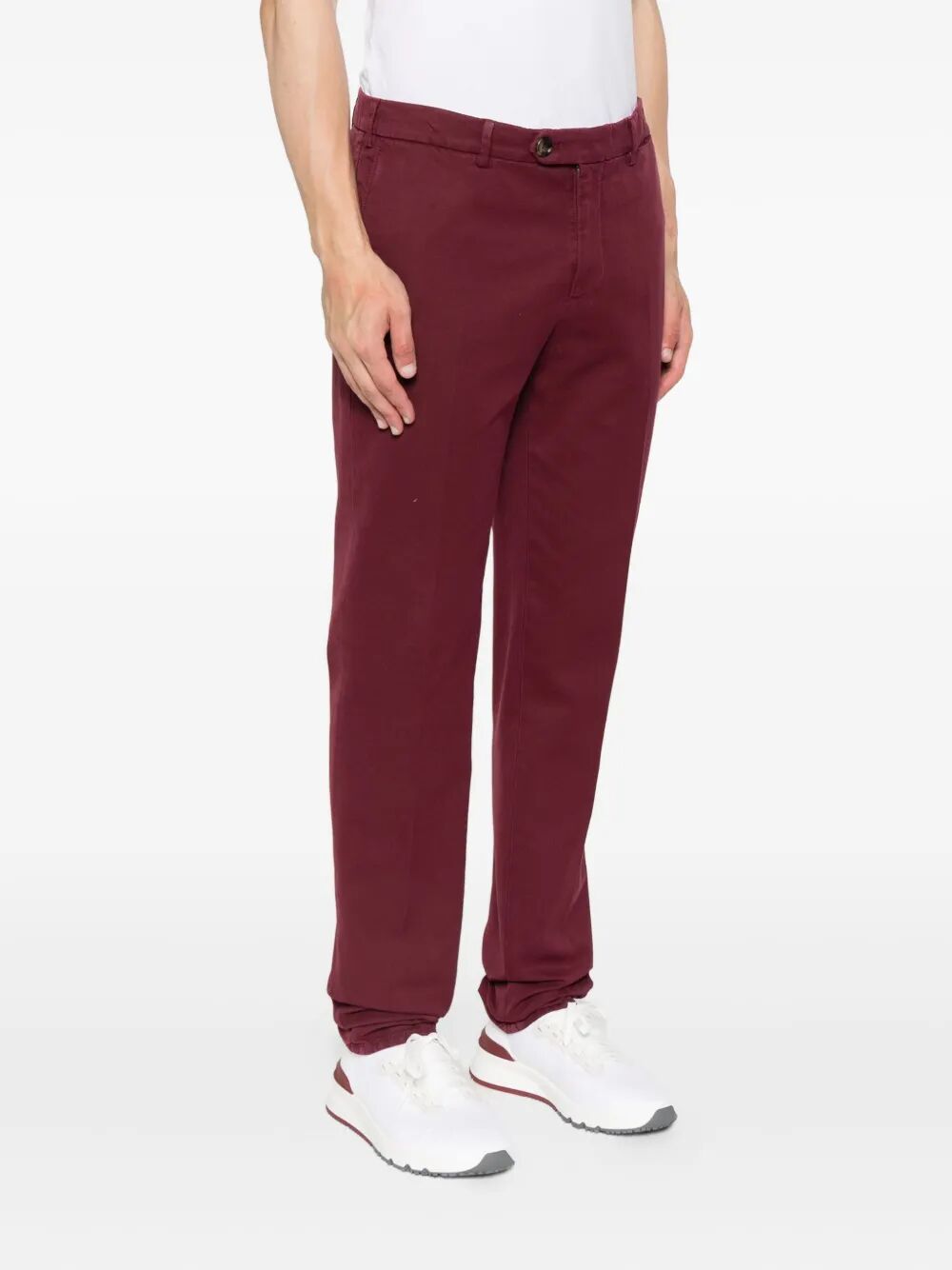 Brunello Cucinelli Cotton Chino Trousers In Red