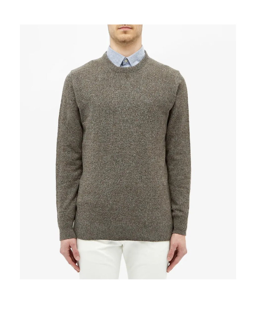 Barbour Mélange-effect Crew-neck Jumper In Gray