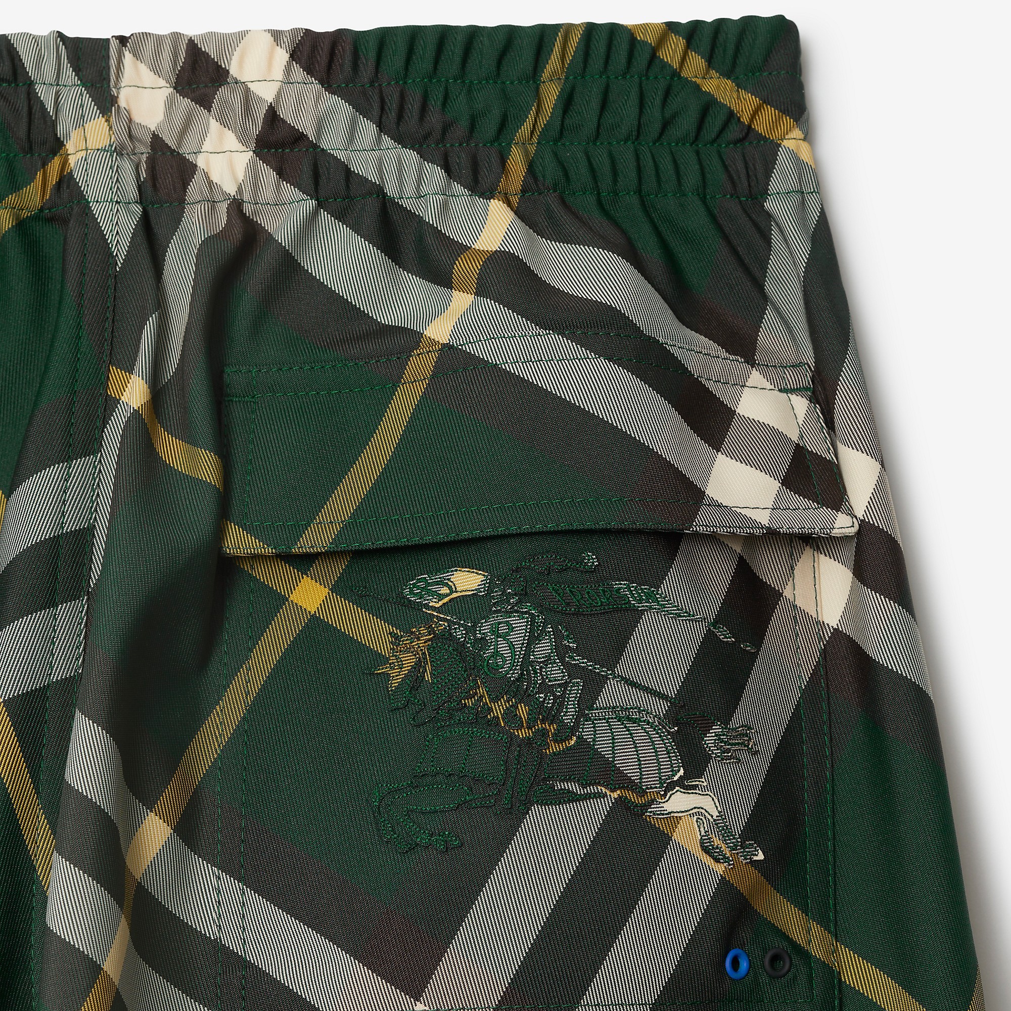 Burberry Men's Check Pattern Trousers With Elastic Waist And Drawstring In Black