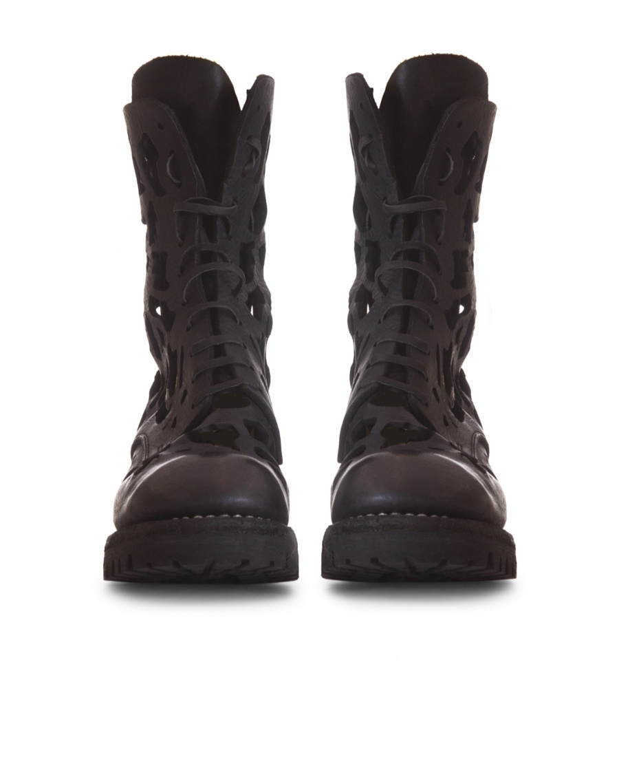 Guidi Hollow-out Short Boots In Black
