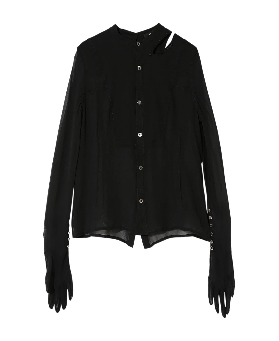 Undercover Hollowed-out Button Shirt In Black