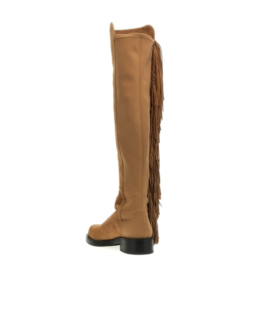 Stuart Weitzman Brown 5050 Bold Fringe Boots In Brown