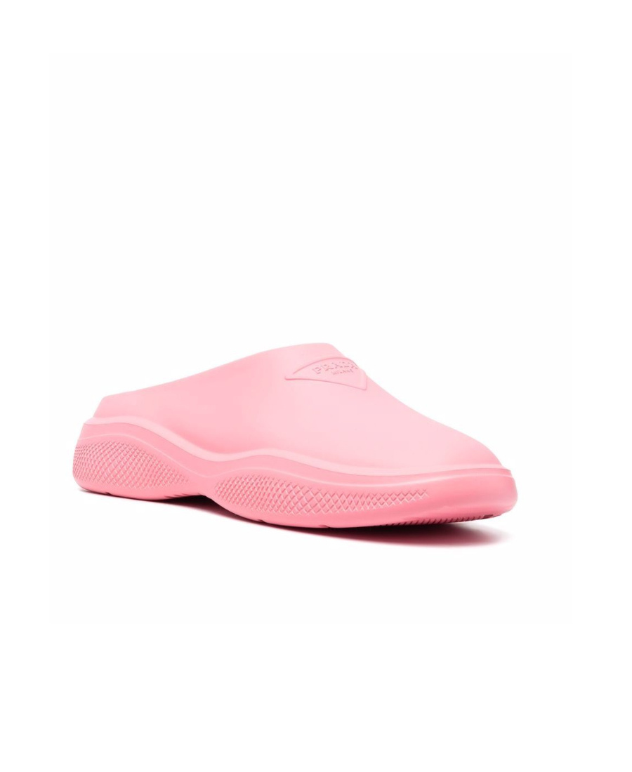 Prada Logo-debossed Slides In Begonia Powder