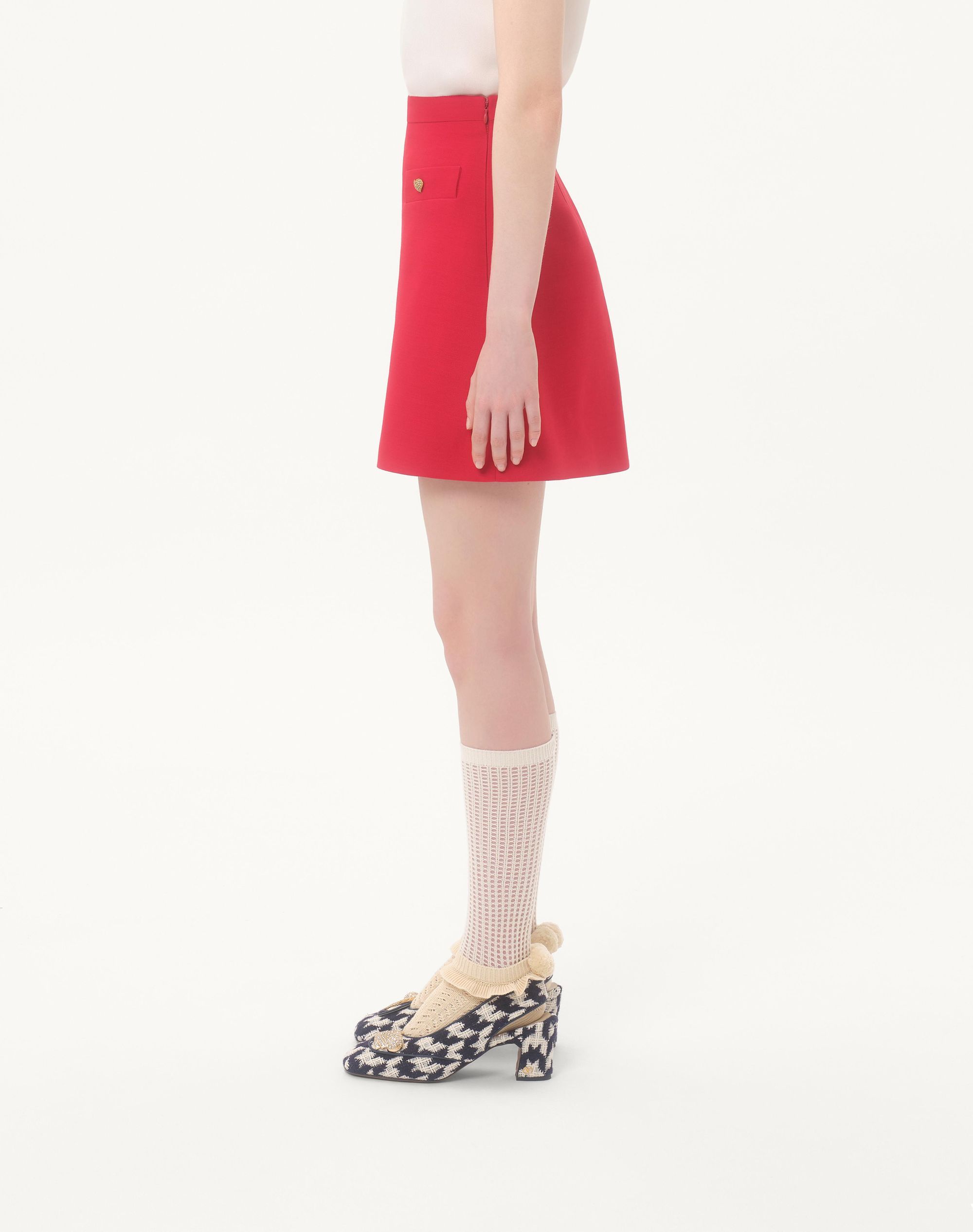Valentino Crepe Couture Skirt With Heart Jewel Buttons