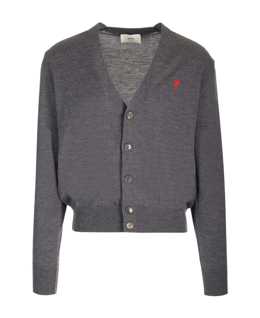 Ami Alexandre Mattiussi Extrafine Merino Wool Cardigan In Black