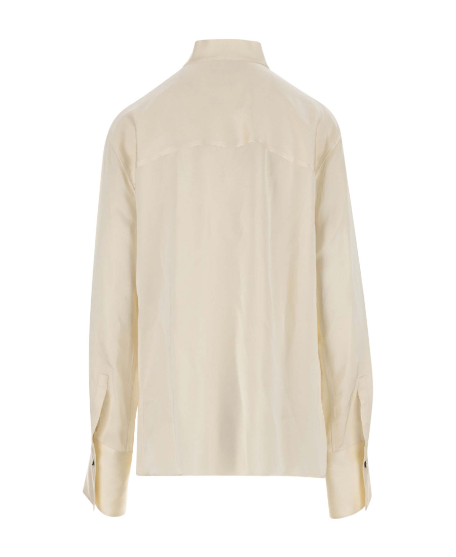 Jil Sander Satin-finish Tie-neck Blouse In Nude
