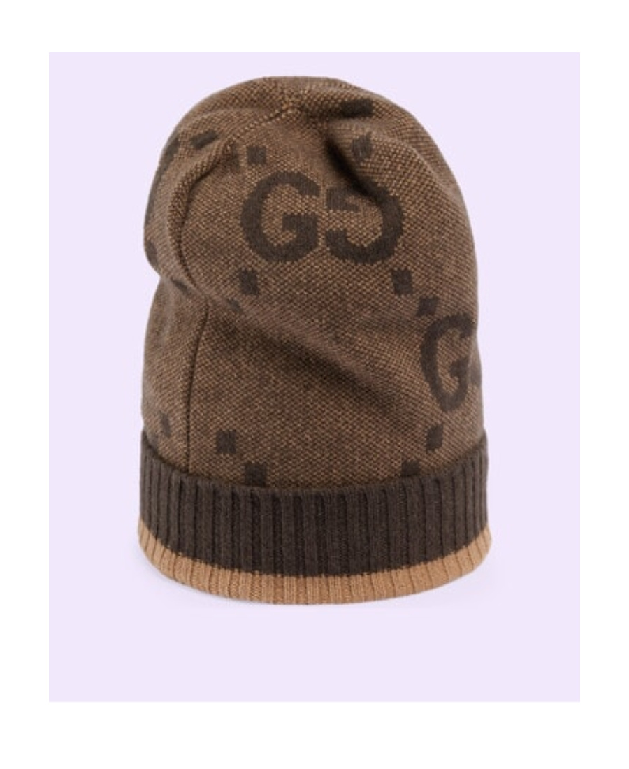 Gucci Intarsia-knit Logo Hat In Brown
