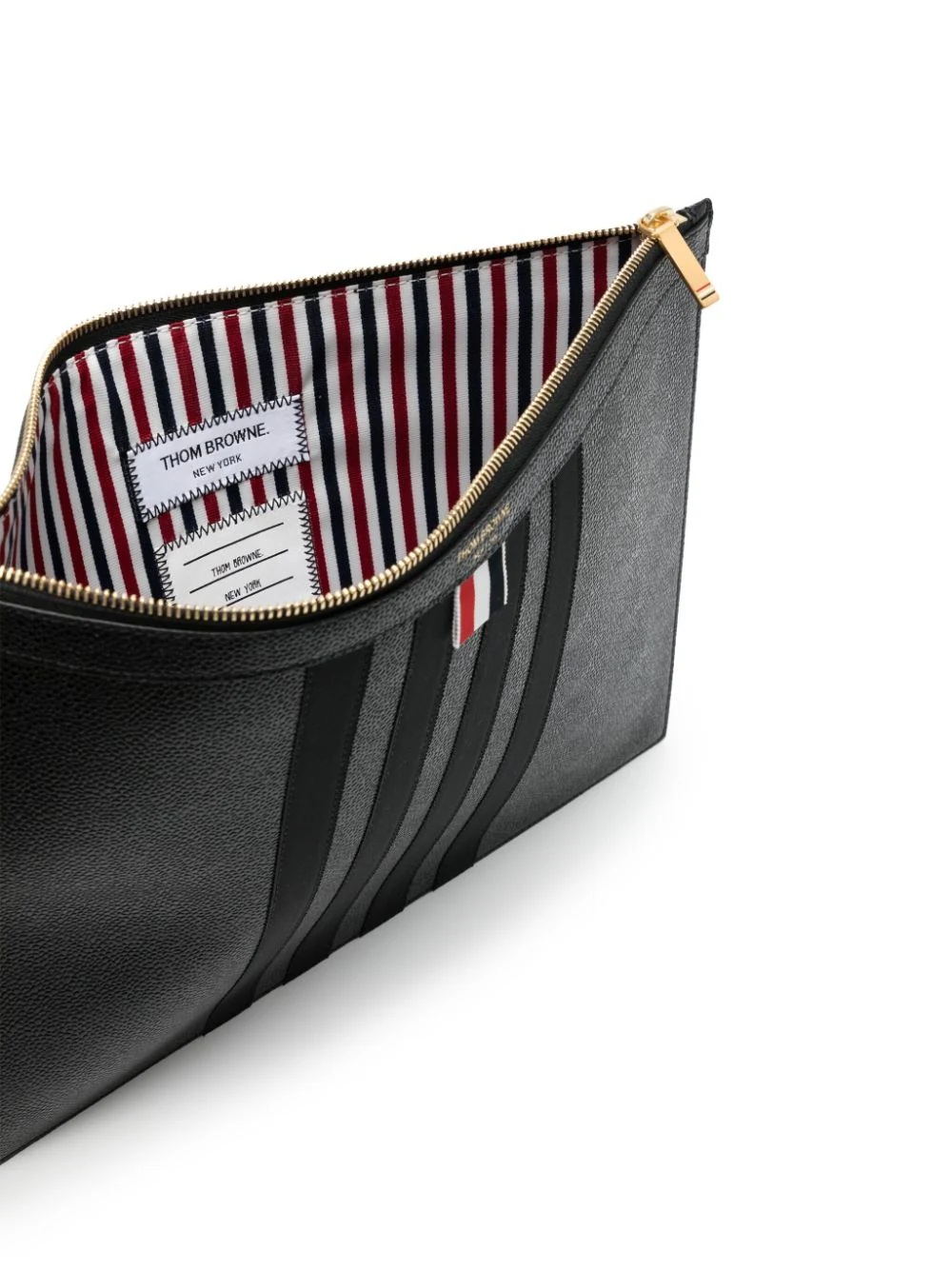 Thom Browne Logo Stamp Clutch Bag In Black