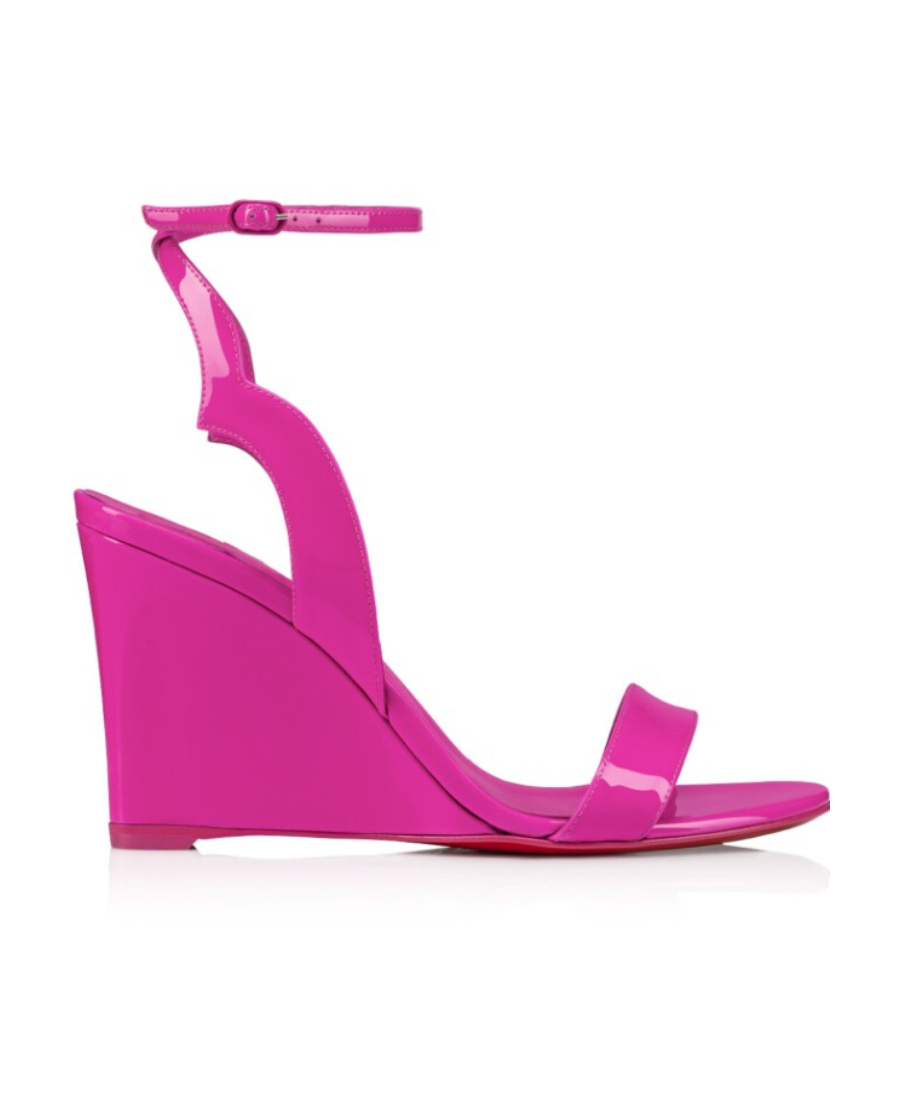 Christian Louboutin Patent Leather Wedge Sandals In Pink