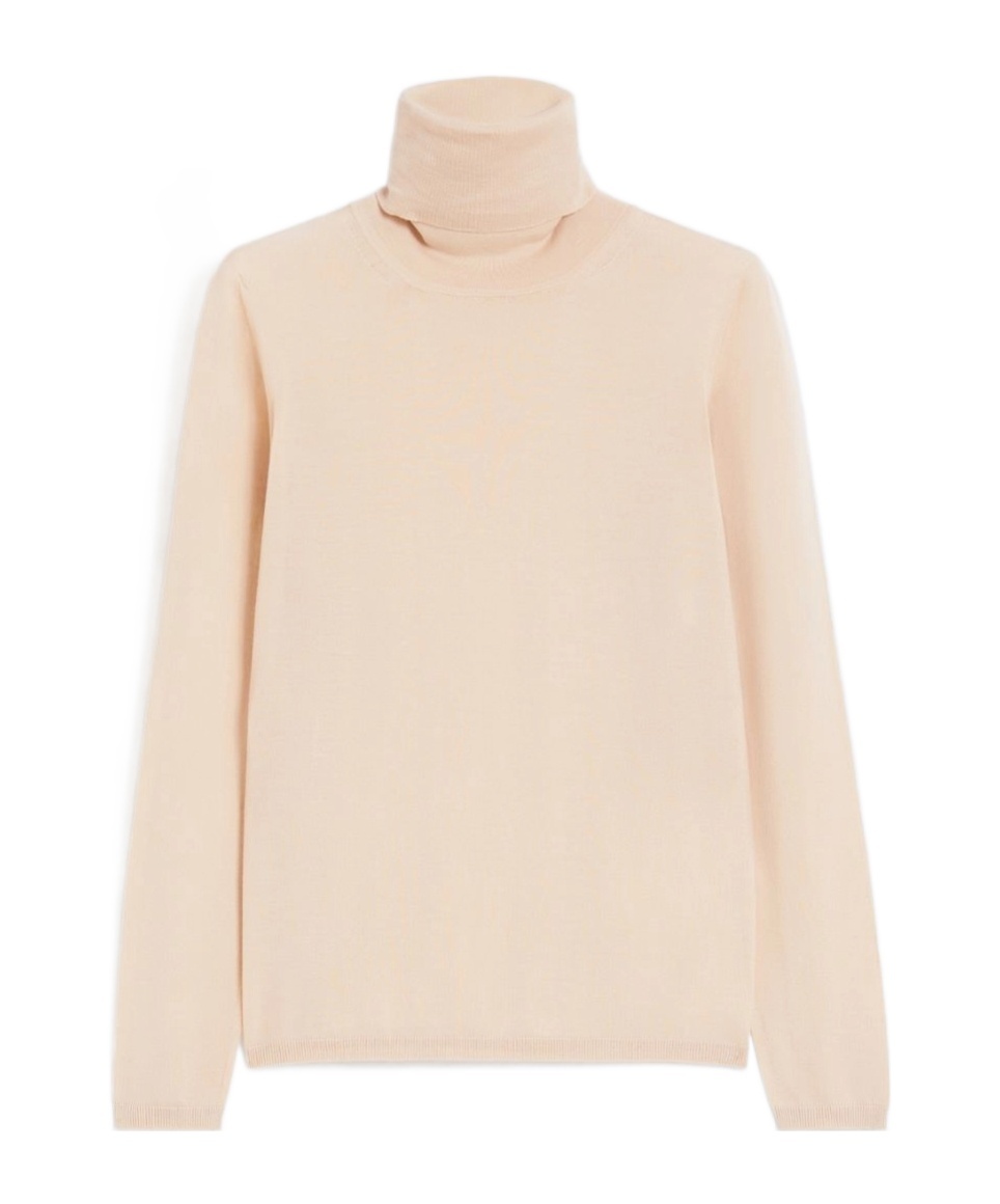 Max Mara Wool Knit Turtleneck Jumper In Neutral