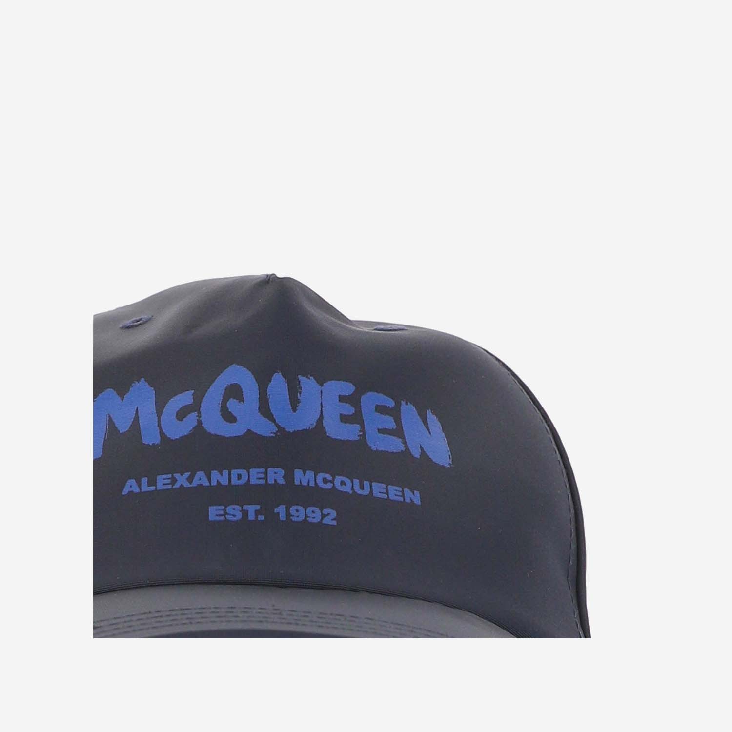 Alexander Mcqueen Graffiti-print Baseball Cap In Blue