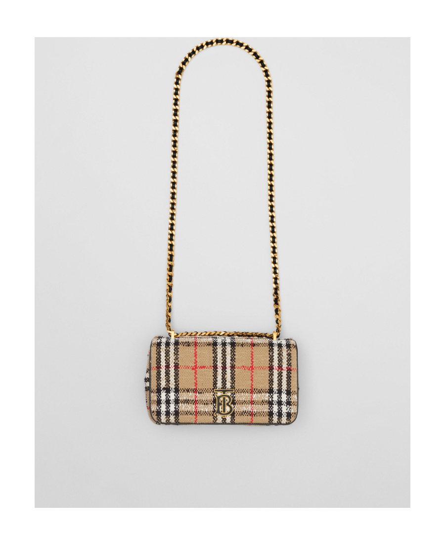 Burberry Small Lola Woven Check Crossbody In Multicolor