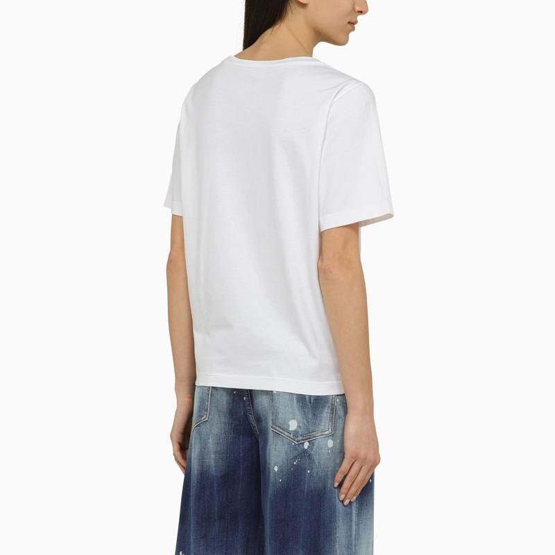 Dsquared2 Easy Fit White T-shirt With Rhinestones In White