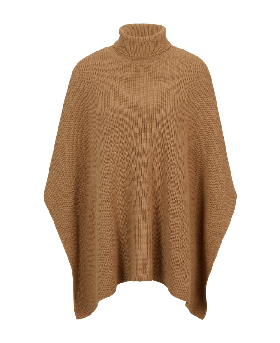 Hugo Boss Button Trimmed High Collar Cloak In Brown