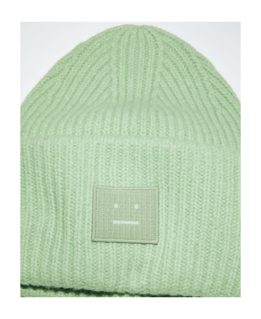 ACNE STUDIOS FACE-PATCH RIBBED-KNIT BEANIE