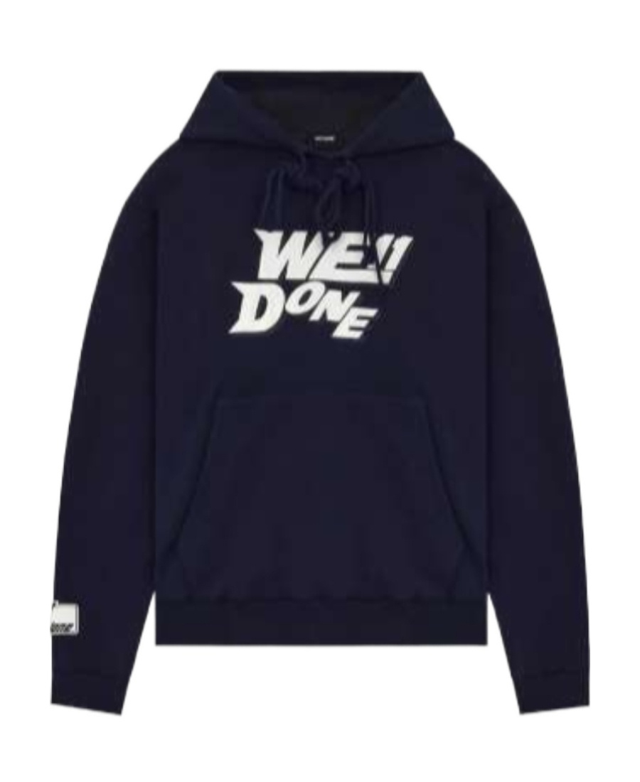 We11 Done Logo-print Pullover Hoodie In Black