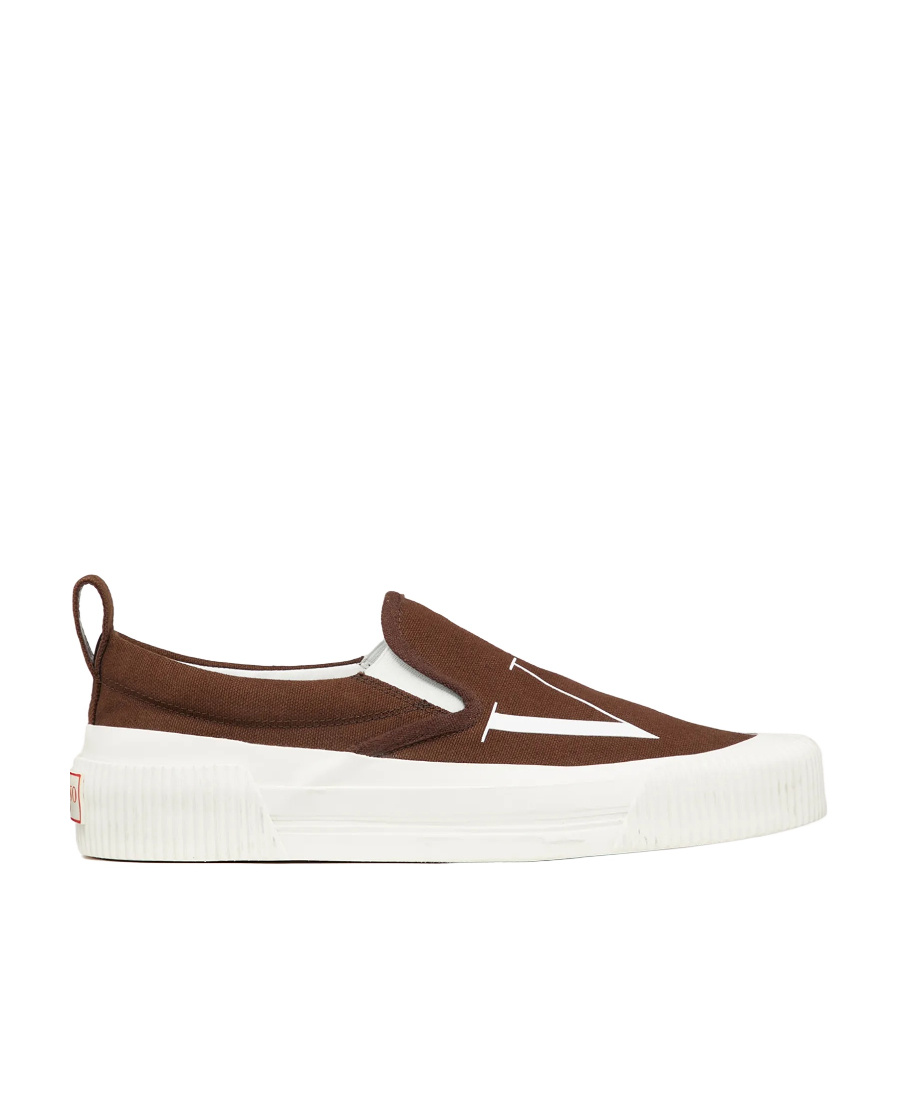Valentino Garavani Man Sneakers Cocoa Size 6 Textile Fibers In Brown