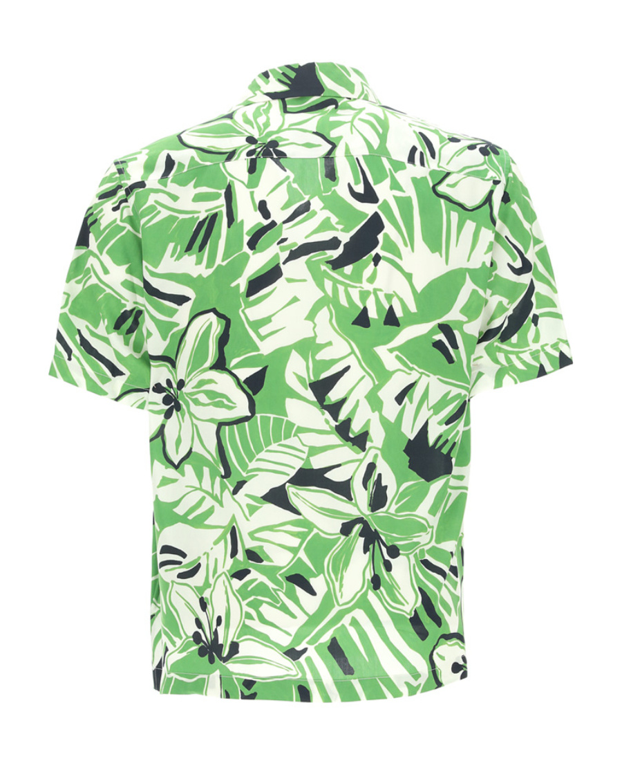 Palm Angels Hibiscus-print Short-sleeve Shirt In Green