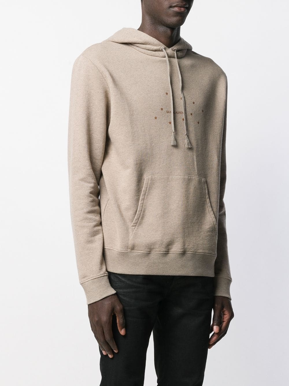 Saint Laurent Cotton Star Logo Printed Sweater In Nude
