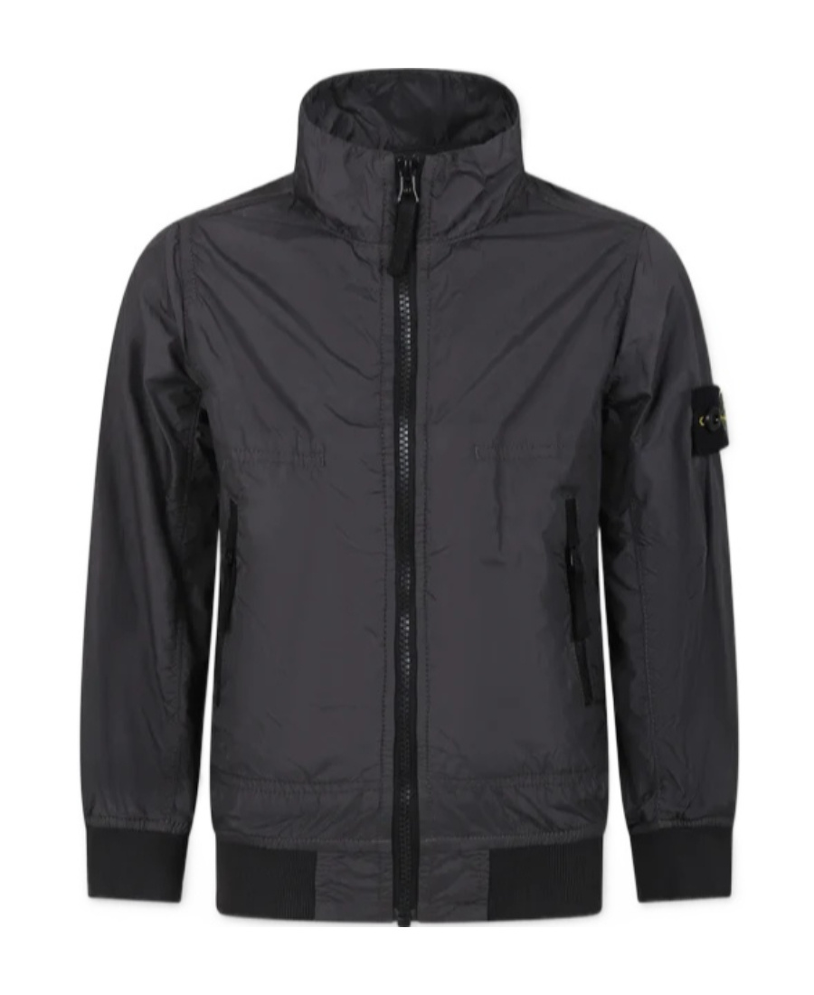 Stone Island Gray Windbreaker For Boy With Compass In Gray