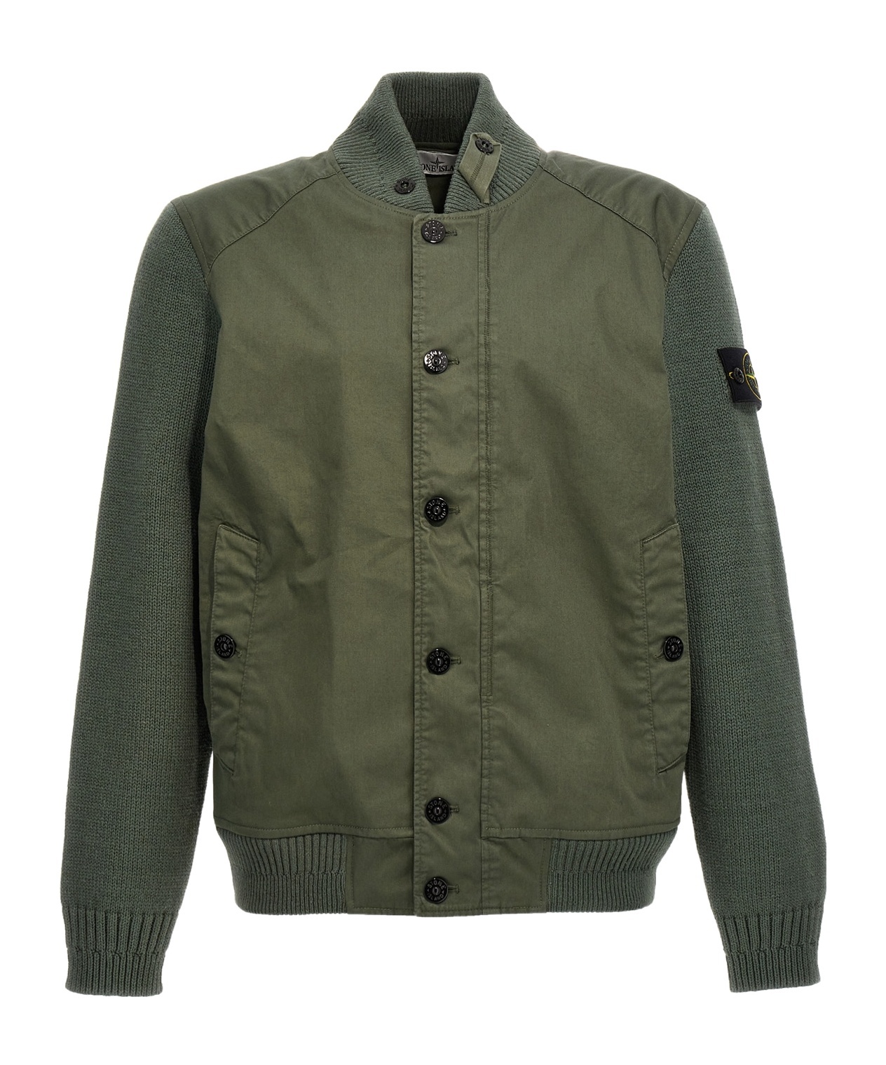 Stone Island Bio Raso With Bio Alloy Light Cover Tc Bomber Jacket In Green