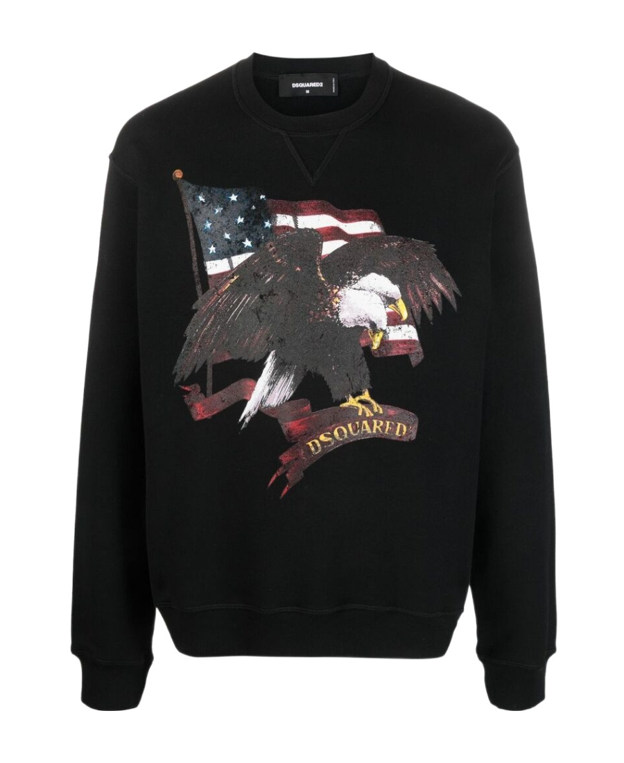 Shop Dsquared2 Graphic-print Cotton Sweatshirt In Black