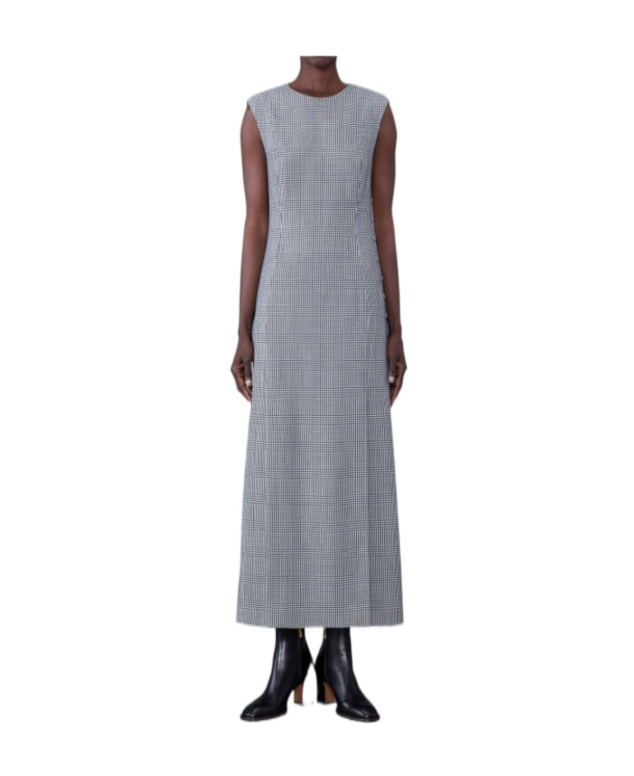 Thom Browne Sleeveless Split Wool Dress In Gray