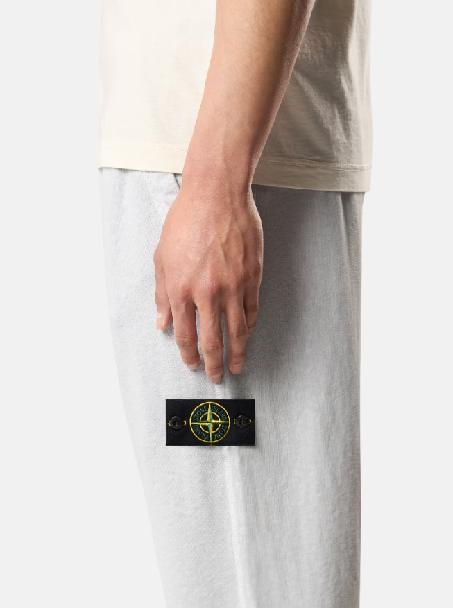 Stone Island Regular Tapered Fit Joggers With Slub Efffect And Pockets In Pearl Grey