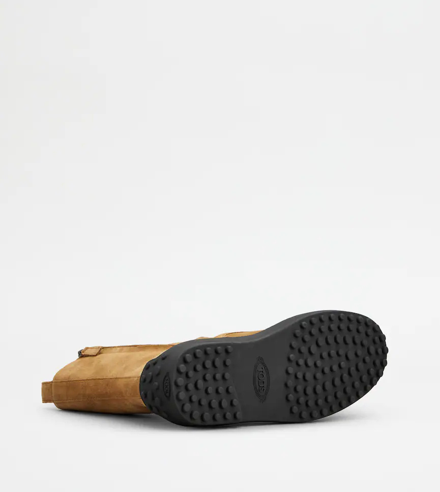 Tod's Suede Ankle Boots Featuring Pull Tab In Brown