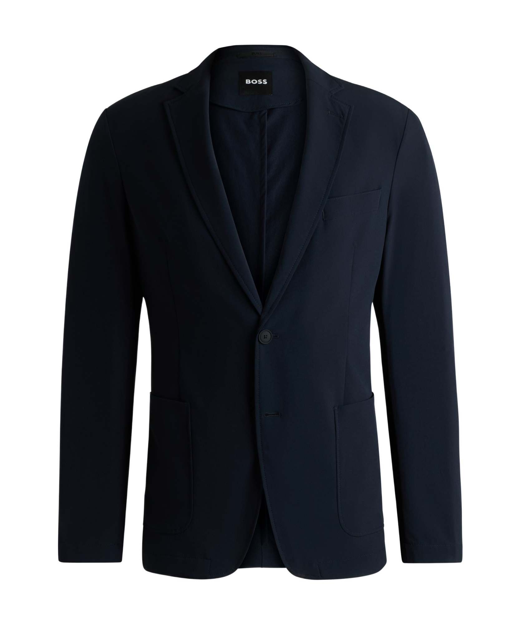 Hugo Boss Slim-fit Suit Jacket In Travel-friendly Stretch Softshell In Black