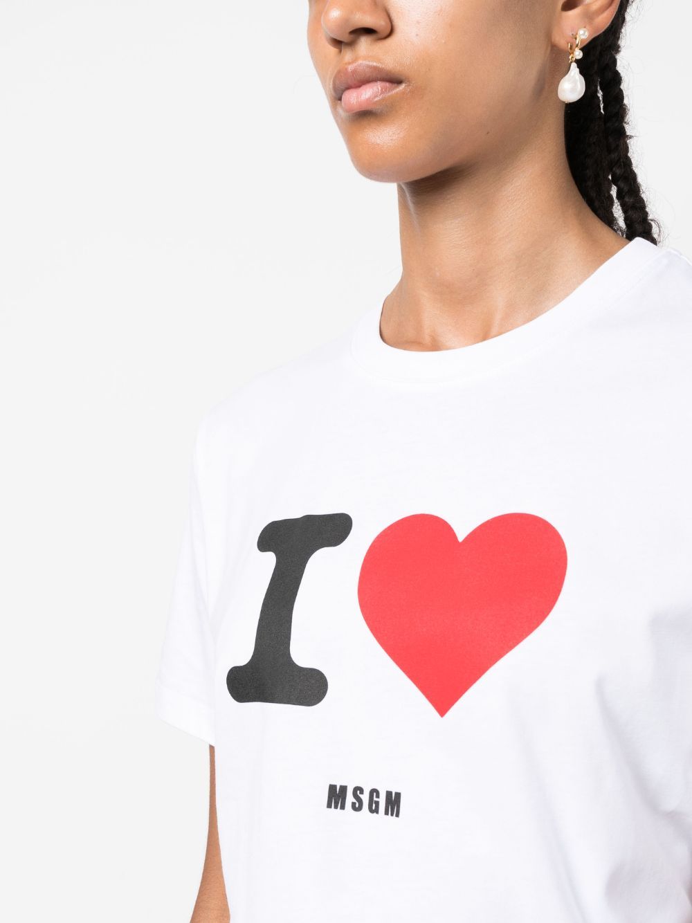 Msgm Logo-flocked Cotton T-shirt In White