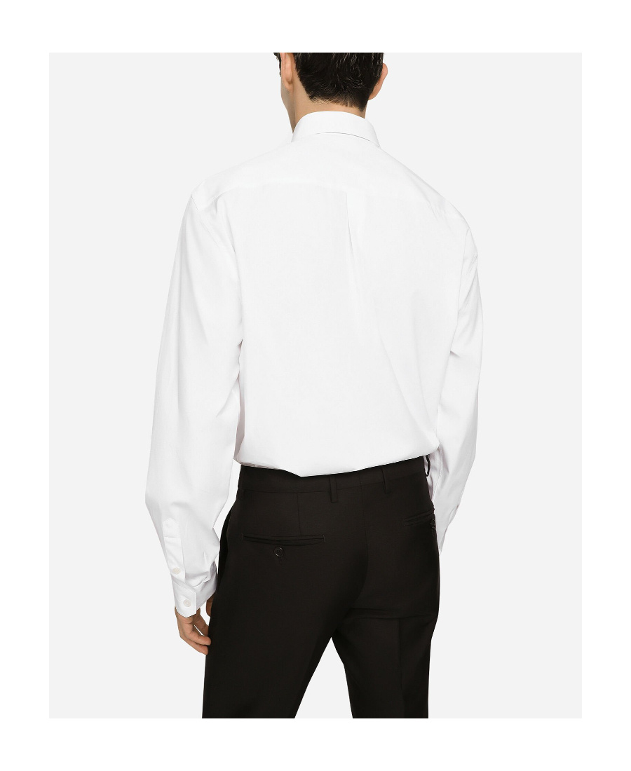 Dolce & Gabbana Cotton Martini-fit Shirt With Embroidery In White
