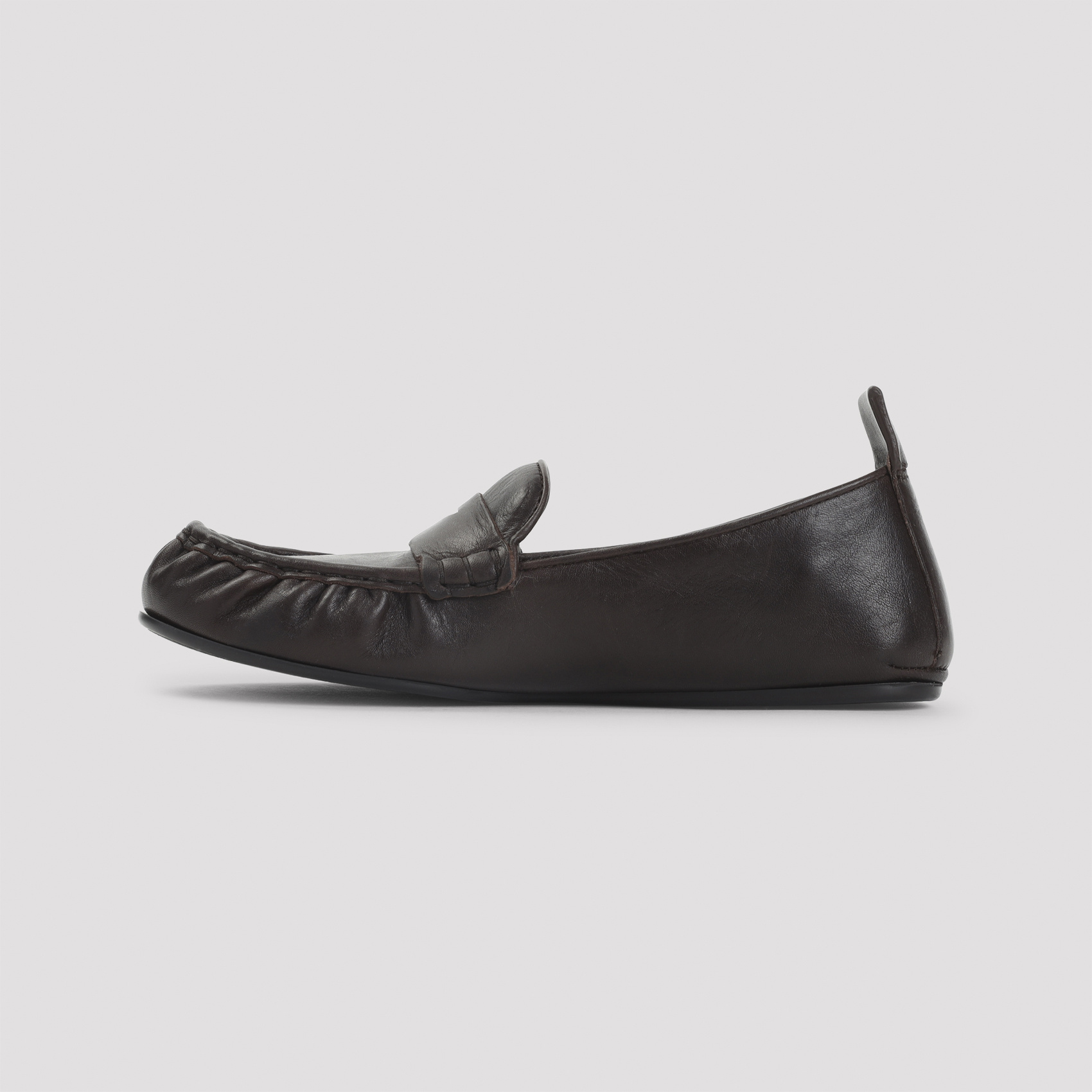 Acne Studios Dark Brown Nappa Leather Loafers With Penny Strap Detail In Black