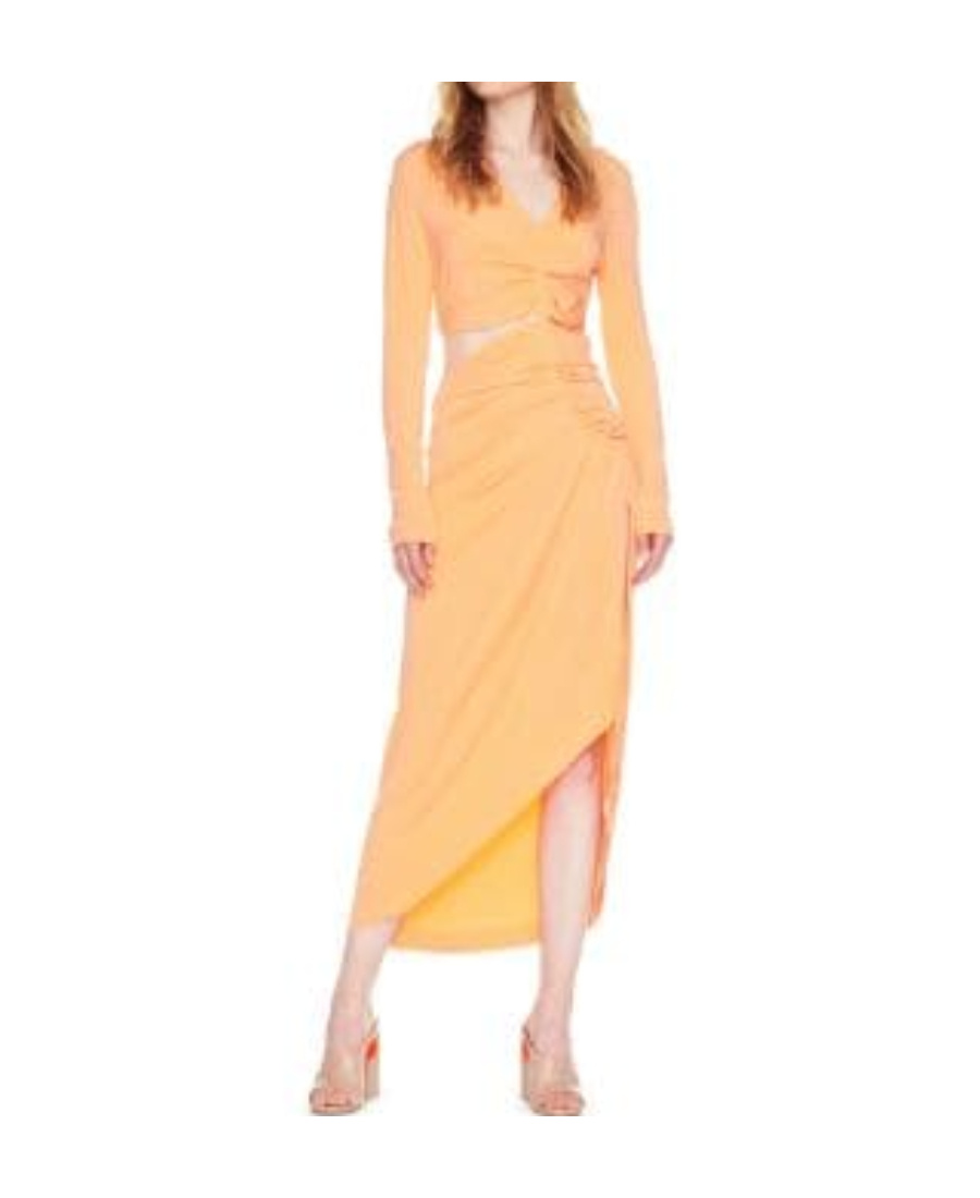 Off-white Vi-crepe Draped Midi Dress In Pink