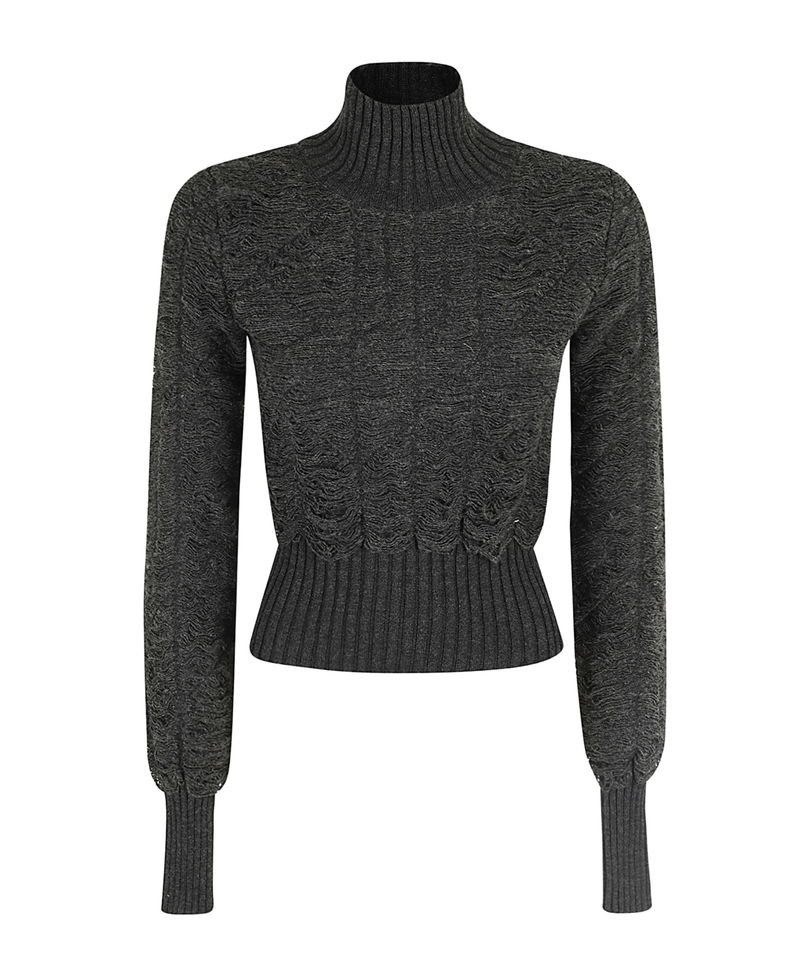 MM6 MAISON MARGIELA HIGH-NECK DISTRESSED JUMPER