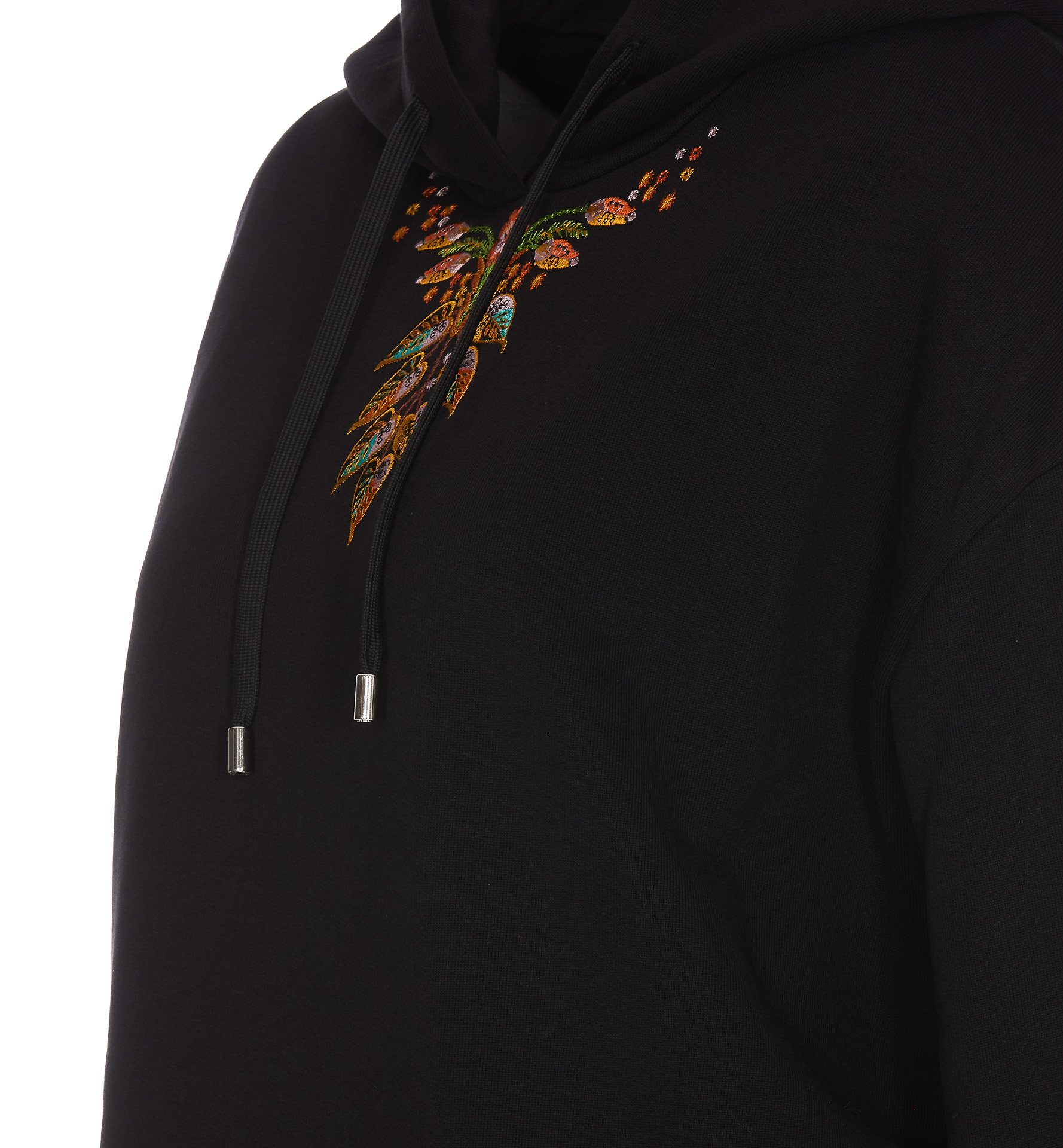 Etro Hooded Sweatshirt With Foliage Embroidery In Black