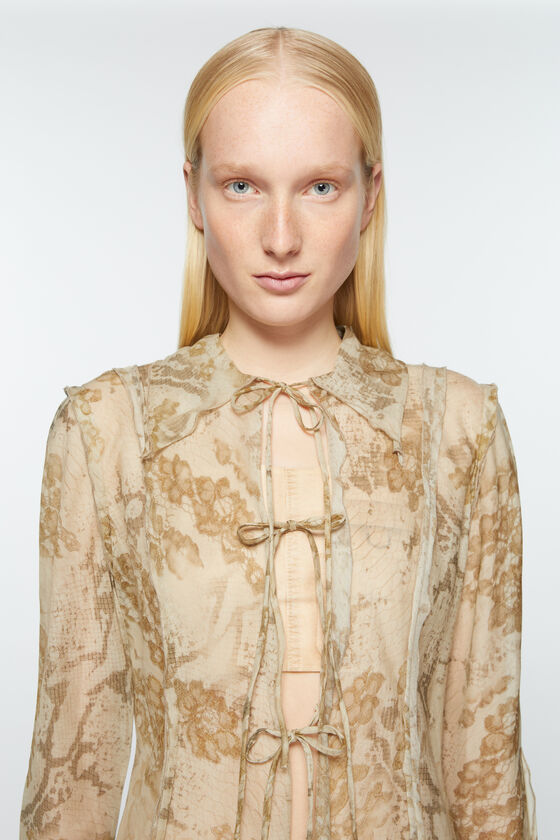 Acne Studios Floral-print Semi-sheer Shirt In Nude