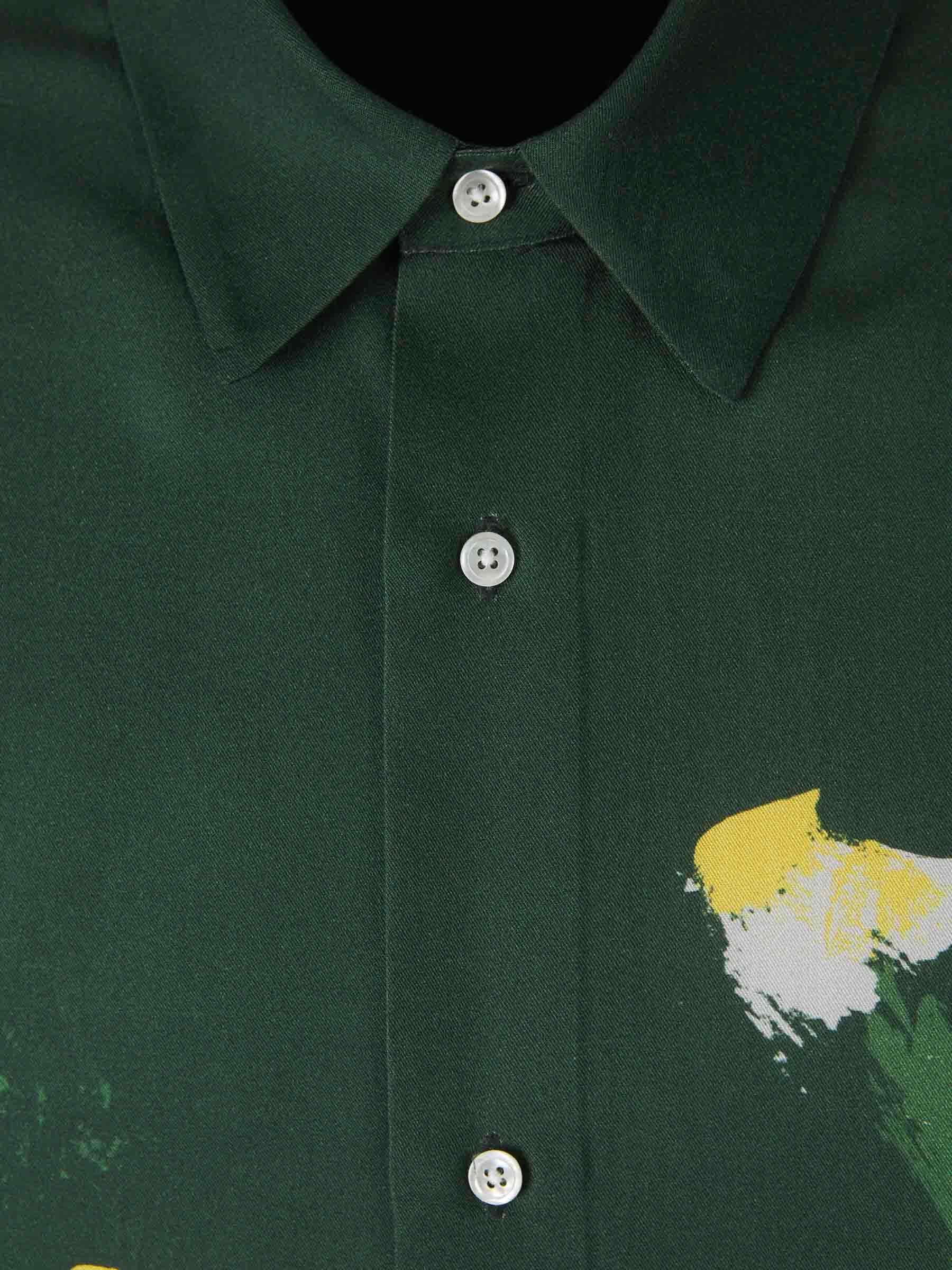 Shop Officine Generale Abstract-print Shirt In Green