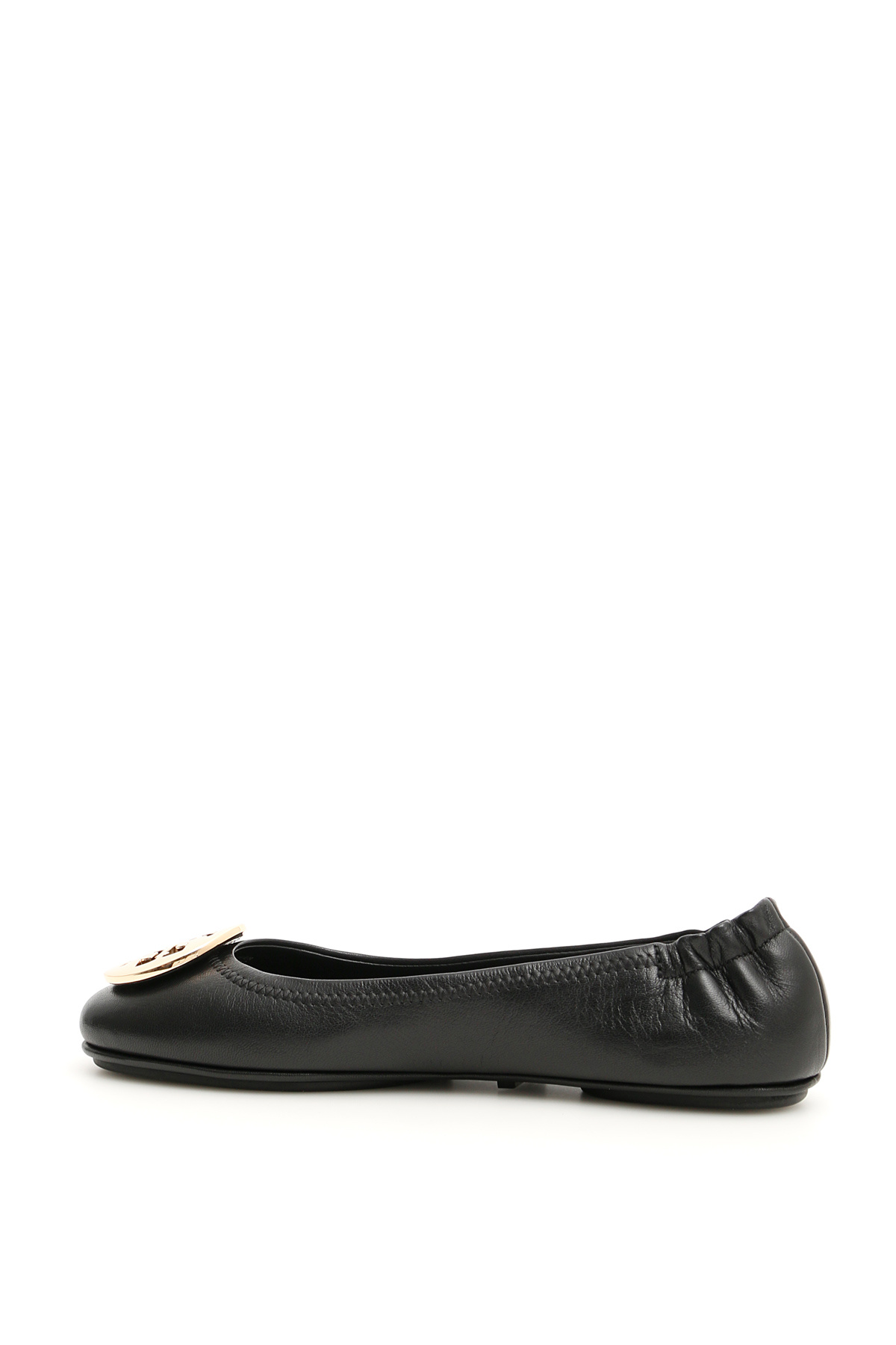 Tory Burch Leather Ballerinas With Metal Logo On The Front In Multi