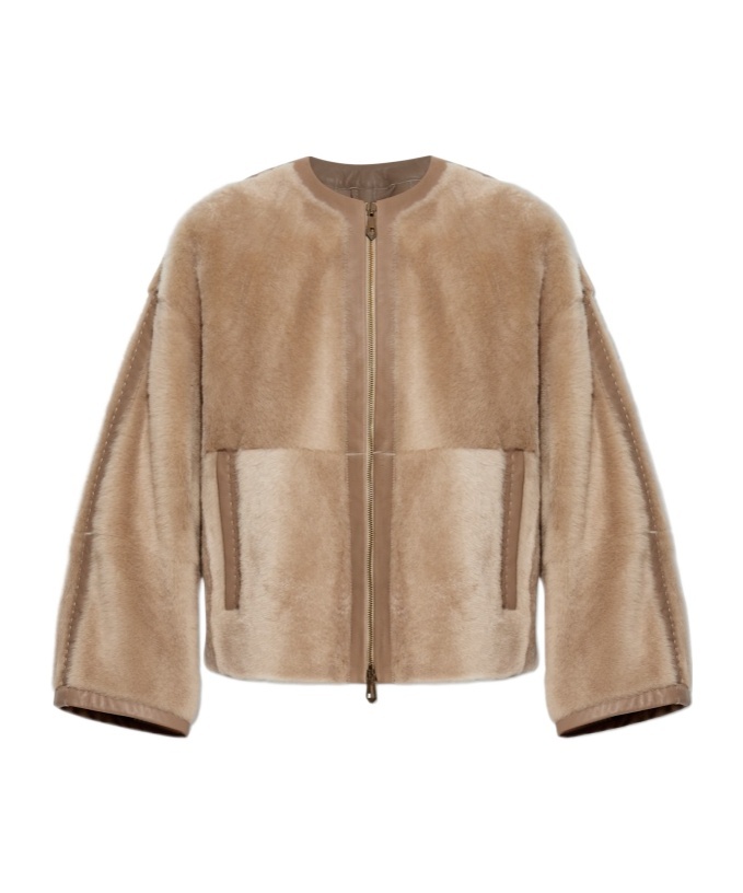 Max Mara Sheepskin Knitwear Coat In Brown
