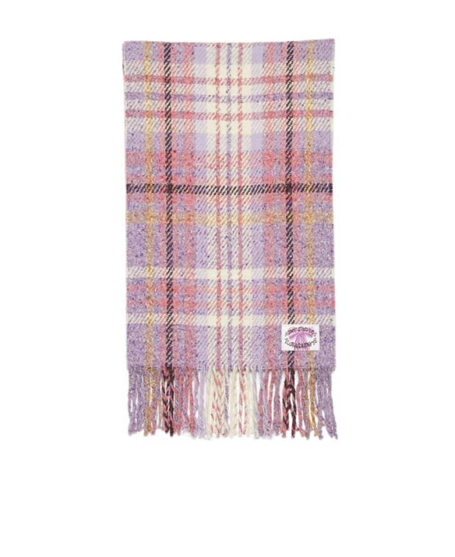 Shop Acne Studios Check-print Wool Scarf In Pink