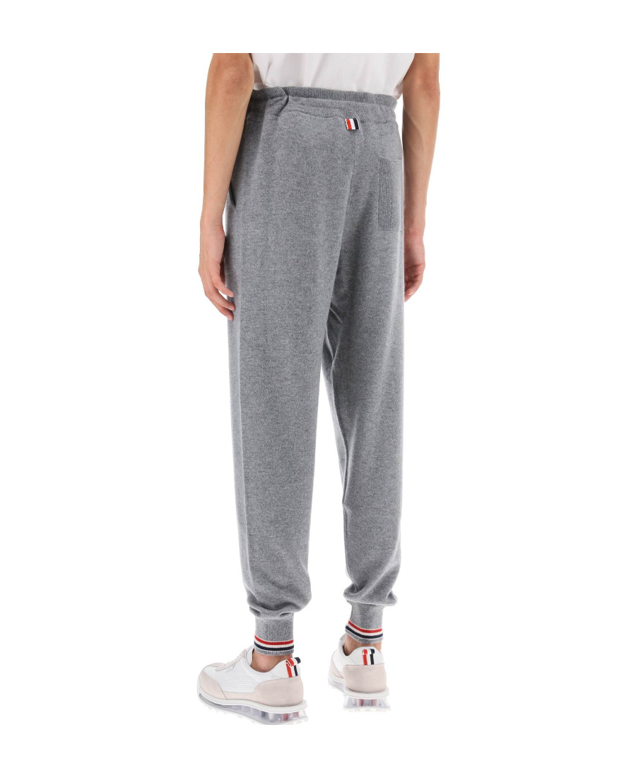 Thom Browne Cashmere Knitted Track Pants In Gray