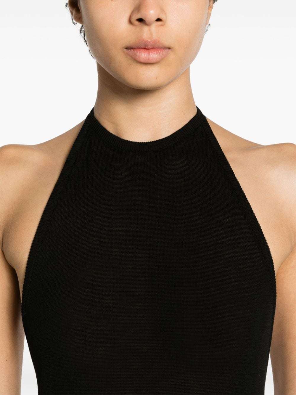 Lemaire Open-back Knitted Halterneck Top In Black