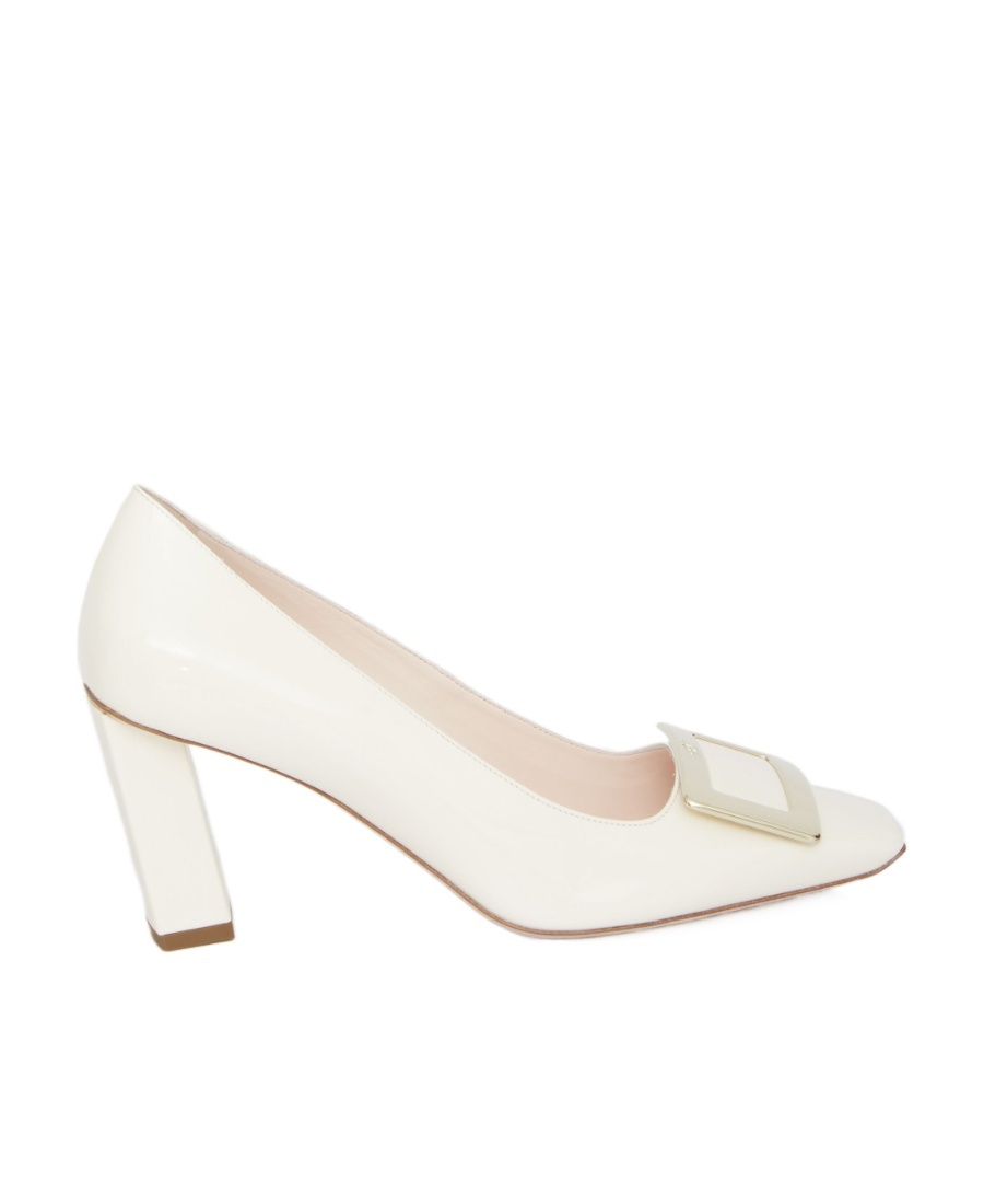 ROGER VIVIER BELLE VIVIER METAL BUCKLE PUMPS IN PATENT LEATHER