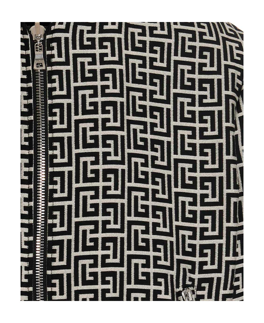 Balmain Monogram-pattern Reversible Bomber Jacket In Black