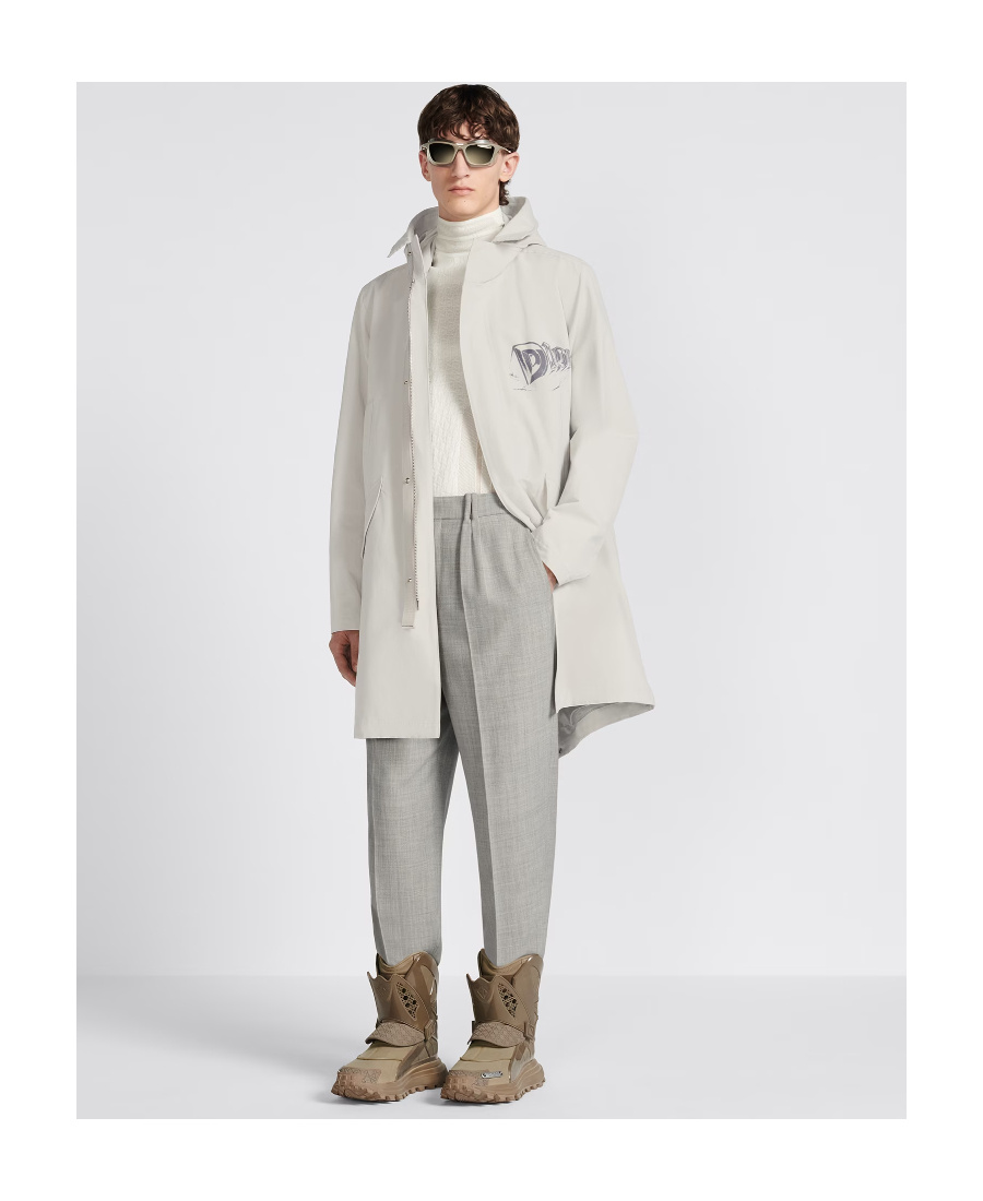Dior Hooded Parker Coat In Gray